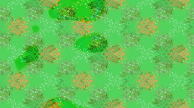 Düz Çiçek Elementleri Tasarımı. Yeşil ve nötr renklerde çiçekler. Raster illüstrasyonundaki çiçek desenli çizim. Renkli Bahar Teması çizim şablonu.