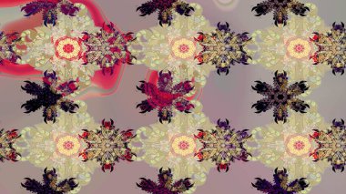 Halk tarzı. Modern çiçek arkaplanı. Moda baskıları için zarif bir şablon. Parlak renkli çiçekleri ve bej ve gri renkte yaprakları olan muhteşem bir çiçek deseni..