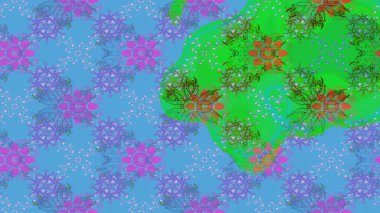 Güzel kumaş deseni. Düz Çiçek Elementleri Tasarımı. Raster illüstrasyonundaki çiçek desenli çizim. Renkli Bahar Teması çizim şablonu.