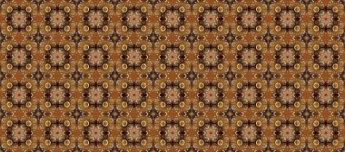 Raster illüstrasyonu. Bej, kahverengi ve altın elementli nötr renklerde pürüzsüz desen. Kusursuz klasik raster altın desenli. Geleneksel oryantasyon süsü. Klasik vintage arkaplan.