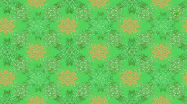 Raster illüstrasyonu. Çiçek desenli eskiz, darbeler, sıçramalar, yaz çiçekleri. Yeşil ve sarı renkte çiçekler.