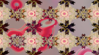 Kabile sanatı boho baskısı, klasik çiçek arkaplanı. Soyut etnik raster çizim kalıbı. Arkaplan dokusu, duvar kağıdı, çiçek teması.