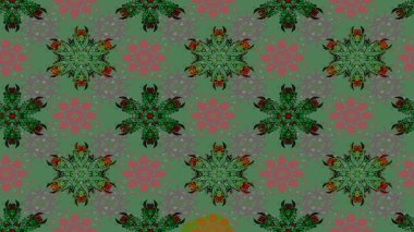 Renkli çiçekler. Çiçek desenli çizim. Asya tekstil tarzında. Raster illüstrasyonu. Raster illüstrasyonu.