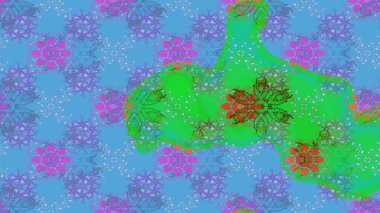 Hediye ambalaj kağıdı, tebrik kartları, posterler ve pankart tasarımı. Renkli çiçekler. Raster düz çiçek çizim deseni.