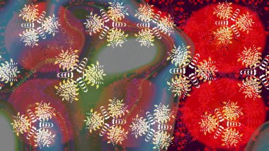 Raster illüstrasyonu. Renklerle. 3D çiçekler, çizim.