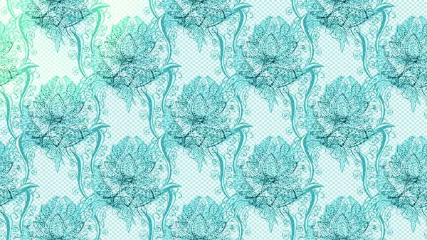 Sketch Floral Pattern in Raster illustration. Fancy fabric pattern. Colour Spring Theme sketch pattern Background. Flat Flower Elements Design.