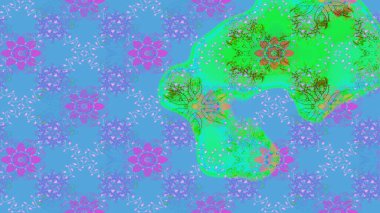 Nazikçe, rengarenk bahar çiçekleri. Raster illüstrasyonu. Çiçek ve yapraklı karalama şeklinde Raster çiçek deseni.