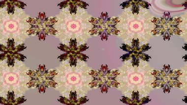 Düz Çiçek Elementleri Tasarımı. Süslü kumaş deseni. Renkli Bahar Teması eskiz kalıbı. Raster illüstrasyonunda çiçek deseni çizimi.