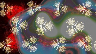 Raster resim. Çiçek desenli çiçek ve yaprakları ile. Sevimli küçük çiçek desenle.