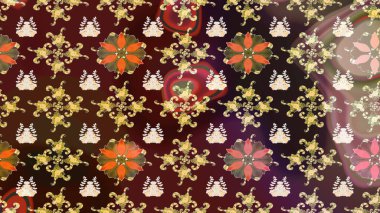 Renkli süs kenarı. Raster illüstrasyonu. Çizim kalıbı. Hint süsü. Çiçek duvar kağıdı. Renklerde.