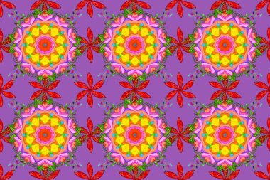 Colorful grunge flourish abstract background with coloviolet, pink and orange flowers. Raster texture for prints, fabric, wallpapers, textile. Embroidery floral seamless pattern. clipart