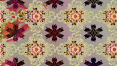 Renklerle. Raster illüstrasyonu. 3D çiçekler, çizim.