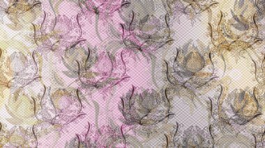 Kusursuz çiçek deseni duvar kâğıdı olarak kullanılabilir. Tarafsız, gri ve bej renkli çiçekler. Raster illüstrasyonu.