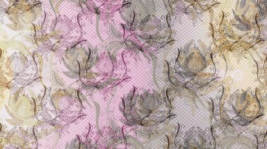 Kusursuz çiçek deseni duvar kâğıdı olarak kullanılabilir. Tarafsız, gri ve bej renkli çiçekler. Raster illüstrasyonu.