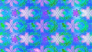 Düz Çiçek Elementleri Tasarımı. Çiçekli çizim şekli. Renkli Bahar Teması eskiz kalıbı. Çiçekler mavi, yeşil ve nötr renklerde.