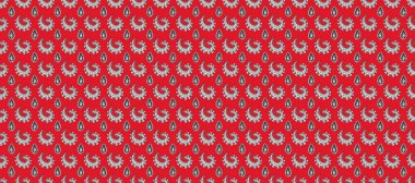 Raster soyut desen. Gri, beyaz ve kırmızı renklerde el çizimi mandala.