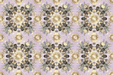 Kusursuz klasik raster nötr, bej, gri ve altın desenli. Klasik klasik klasik arka plan. Geleneksel oryantasyon süsü.