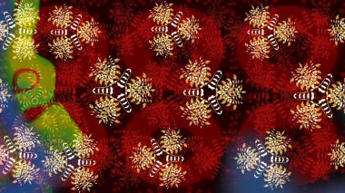 Renkli çizim kalıbı. Çiçek arkaplan. Çiçek duvar kâğıdı. Raster illüstrasyonu. Kırmızı renklerde şirin tekstil.