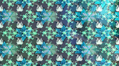 Eskiz arkaplan modeli. Mavi yapraklı yabani çiçekler. Suluboya, elle çizilmiş. Raster illüstrasyonu.