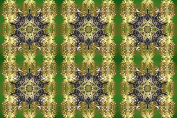 Barok tarzında kusursuz bir doğulu süsü. Geleneksel klasik raster altın pürüzsüz desen. Tarafsız, yeşil ve kahverengi renklerde altın elementler.