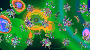 Çizim çiçek deseni duvar kâğıdı olarak kullanılabilir. Yeşil renkli çiçekler. Raster illüstrasyonu.