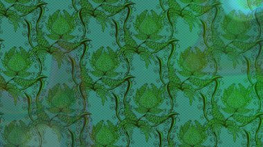 Raster illüstrasyonu. Çiçekli karalama şeklinde Raster çiçek deseni. # Yeşil ve mavi renkte yaz çiçekleri #.