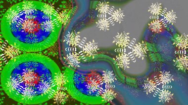 Çiçekli karalama şeklinde Raster çiçek deseni. Yumuşak, yaz çiçekli arka plan. Yeşil renkte çiçekler.