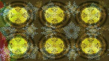 Çiçekli karalama şeklinde Raster çiçek deseni. Yumuşak, bahar çiçekli arka plan. Kahverengi, yeşil ve sarı renkte çiçekler.