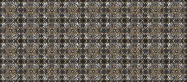 Süslü raster dekorasyonu. Barok tarzında duvar kağıdı tasarımı için kusursuz damaske deseni arkaplanı. Altın desenli gri, kahverengi ve bej rengi altın elementlerle.