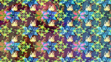 Küçük çiçekteki sevimli çiçek deseni. Mavi renkli çiçekler. Raster illüstrasyonu.