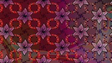 Soyut çiçek çizim kalıbı arka planı. Raster deseni. Raster illüstrasyonu. Kırmızı renklerde. Küçük çiçekte sevimli çiçek deseni var..