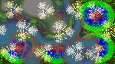 Raster illüstrasyonundaki çiçek desenli çizim. Suluboya tarzında yeşil renkte çiçekler.