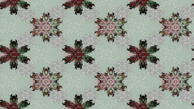 Çiçek desenli çizim. Raster illüstrasyonu. Asya tekstil tarzında. Gri renkli çiçekler. Raster illüstrasyonu.