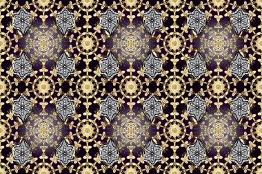 Siyah, bej ve gri renkli, altın elementli klasik, pürüzsüz desen. Noel 2019, kar tanesi, yeni yıl.