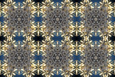 Gri, bej ve mavi renklerde klasik, klasik, altın, kusursuz desen. Barok tarzında kusursuz bir doğulu süsü..
