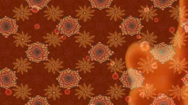 Renkli unsurlarla hareketli arka plan görüntüleri. Çiçekler. Eski model. Bayrak tarzı. Video kaydı. Şablon. Döngü. Kusursuz..