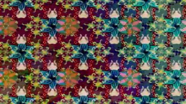 Renkli unsurlarla hareketli arka plan görüntüleri. Çiçekler. Eski model. Bayrak tarzı. Video kaydı. Şablon. Döngü. Kusursuz..