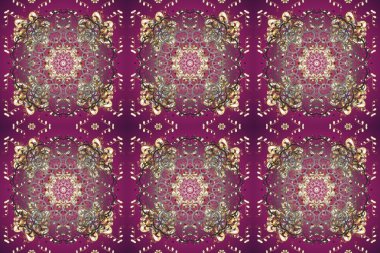 Barok tarzında kusursuz bir doğulu süsü. Geleneksel klasik raster altın pürüzsüz desen. Mor, kahverengi ve bej renklerde altın elementler.