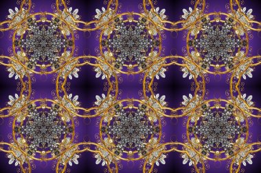 Oriental raster klasik menekşe, gri, kahverengi ve altın desenli. Raster illüstrasyonu. Kusursuz soyut arkaplan.