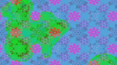 Çiçekli karalama şeklinde Raster çiçek deseni. Nazik, narin çiçek arkaplanı. Hoş renklerde çiçekler.