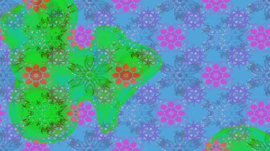 Çiçekli karalama şeklinde Raster çiçek deseni. Nazik, narin çiçek arkaplanı. Hoş renklerde çiçekler.