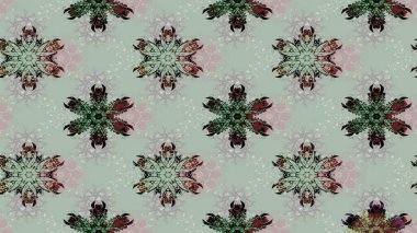 Kar tanelerinin soyut arkaplanlı Noel şablonu. Gri ve nötr kar taneleri. Raster illüstrasyonu. Noel ve Yeni Yıl moda baskıları için tatil tasarımı.