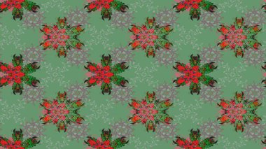 3D çiçekler, eskiz. Raster illüstrasyonu. Yeşil renklerde.