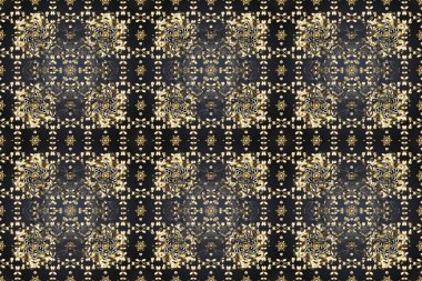 Kusursuz oryantal klasik altın desen. Gri, kahverengi ve bej renklerde altın tekrarlayan elementler içeren Raster soyut arkaplanı.