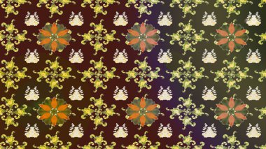 Küçük çiçekteki sevimli çiçek deseni. Raster deseni. Kahverengi renkte yaz çiçekleri. Raster illüstrasyonu.