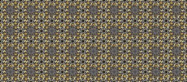 Altın karalama fantezi yapraklarından Raster soyut çiçek çelengi ve gri, siyah ve kahverengi renkte çiçek. El yapımı dekoratif çerçeve, albüm kapağı, tebrik kartı, klasik Art deco tarzı.