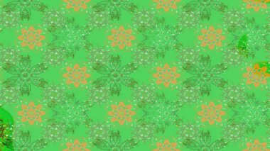 Basit bir kar tanesi. Yeşil ve sarı renklerin çizimi. Soyut duvar kâğıdı, ambalaj dekorasyonu. Kışın sembolü, mutlu noeller, mutlu yeni yıl kutlaması Raster illüstrasyonu..