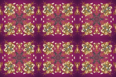 Barok tarzında kusursuz bir doğulu süsü. Raster geleneksel altın pürüzsüz desen mor, kahverengi ve bej renkler.
