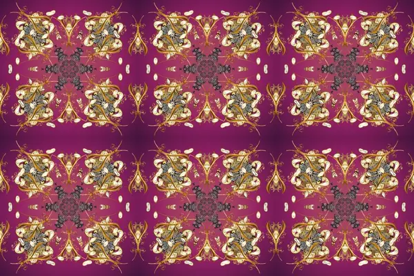 Barok tarzında kusursuz bir doğulu süsü. Raster geleneksel altın pürüzsüz desen mor, kahverengi ve bej renkler.
