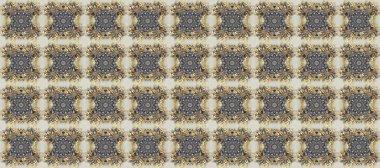 Raster altın pürüzsüz desen. Kusursuz altın desenli bukleler. Doğu tarzı arabesk tarzında altın elementler. Gri, bej ve nötr renklerde pürüzsüz desen.